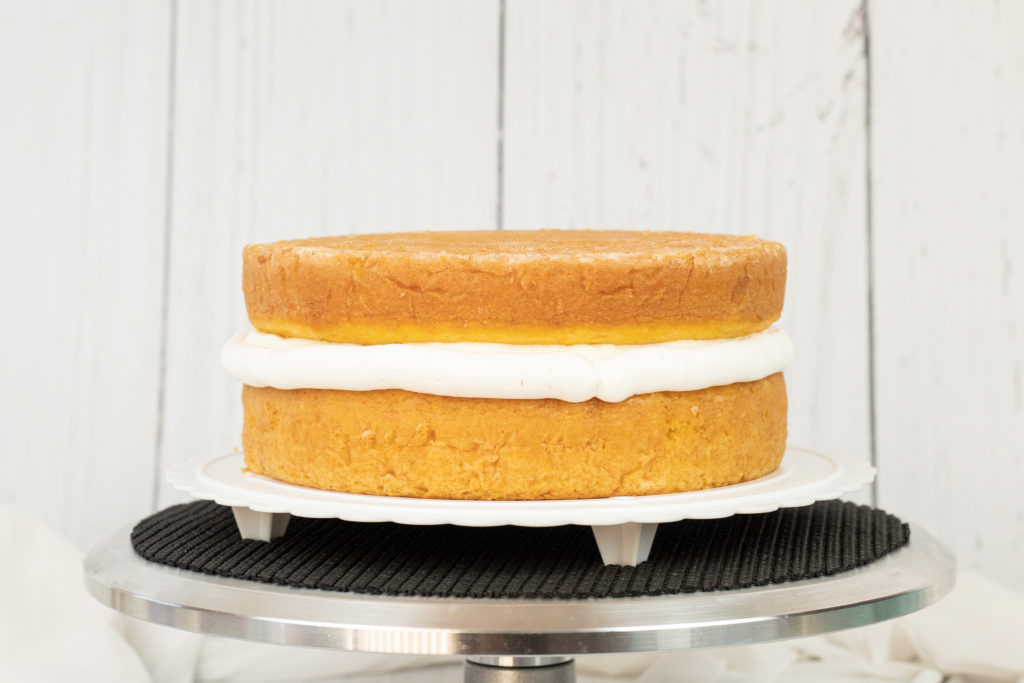 yellow cake recipe staked as layer cake